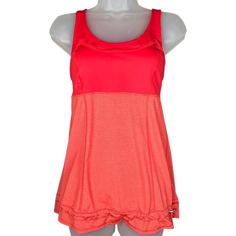 Lululemon Run Ta Ta Topper Women 6 Love Red Tank Drawcord Hem Mesh Running